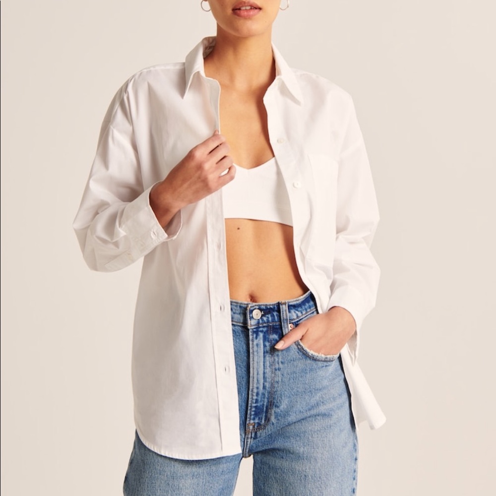 White Poplin Button Down Shirt